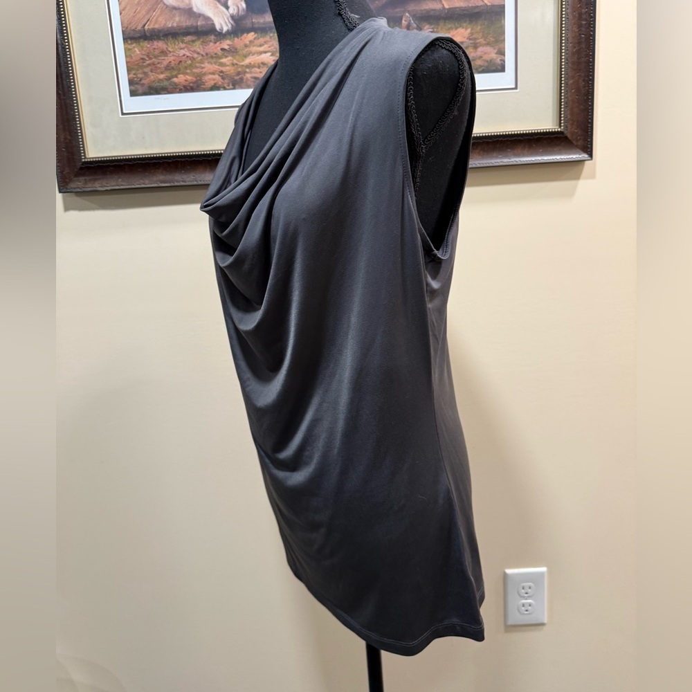 Worthington Draped Sleeveless Top in Dark Gray